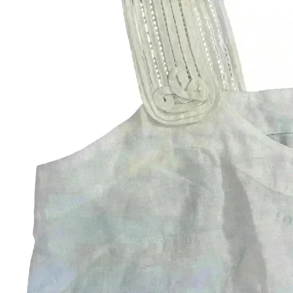 Joie Women's Paisley Linen beach resort vacation summer Top in Porcelain - Picture 4 of 11